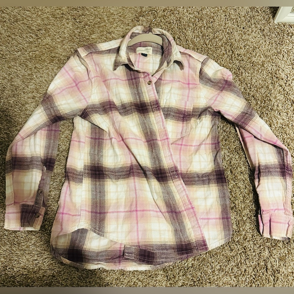 Purple Plaid Button-Up Shirt